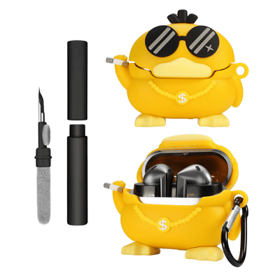 Kit Limpador para Fone e Capa Protetora Nerdcase para Samsung Galaxy Buds 3, Buds 3 Pro, Buds 3 Fe, Mc Psyduck
