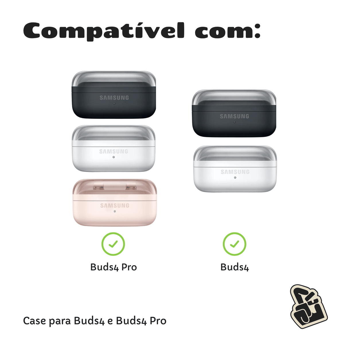Capa Protetora Nerdcase para Samsung Galaxy Buds 4, Buds 4 Pro, Silicone, Bundex