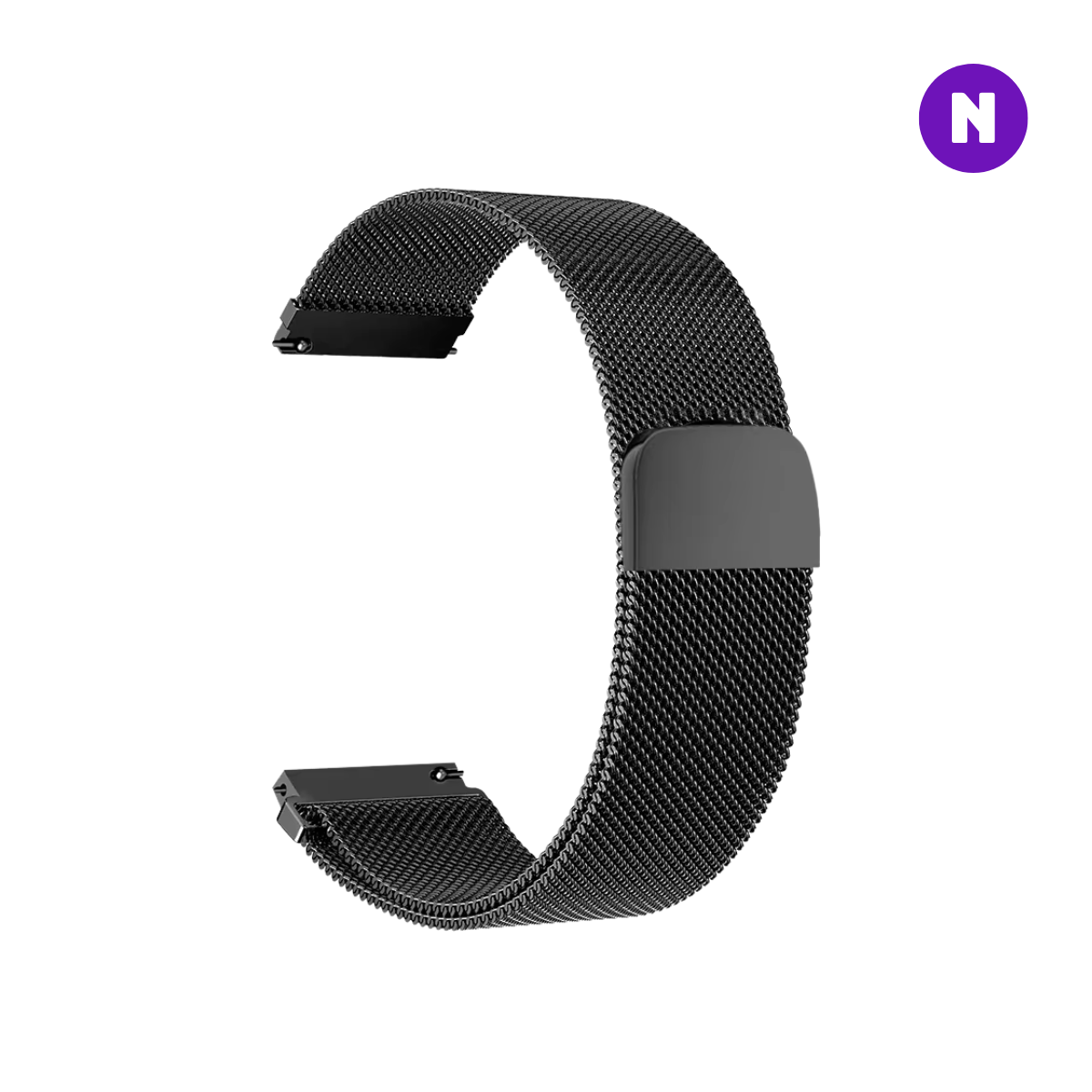 Pulseira 20mm entre Pinos para Samsung Galaxy Watch, Metal, Preto