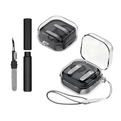 Kit Limpador para Fones e Capa Protetora Nerdcase para Galaxy Buds 4, Buds 4 Pro, Silicone, Transparente com Cordão