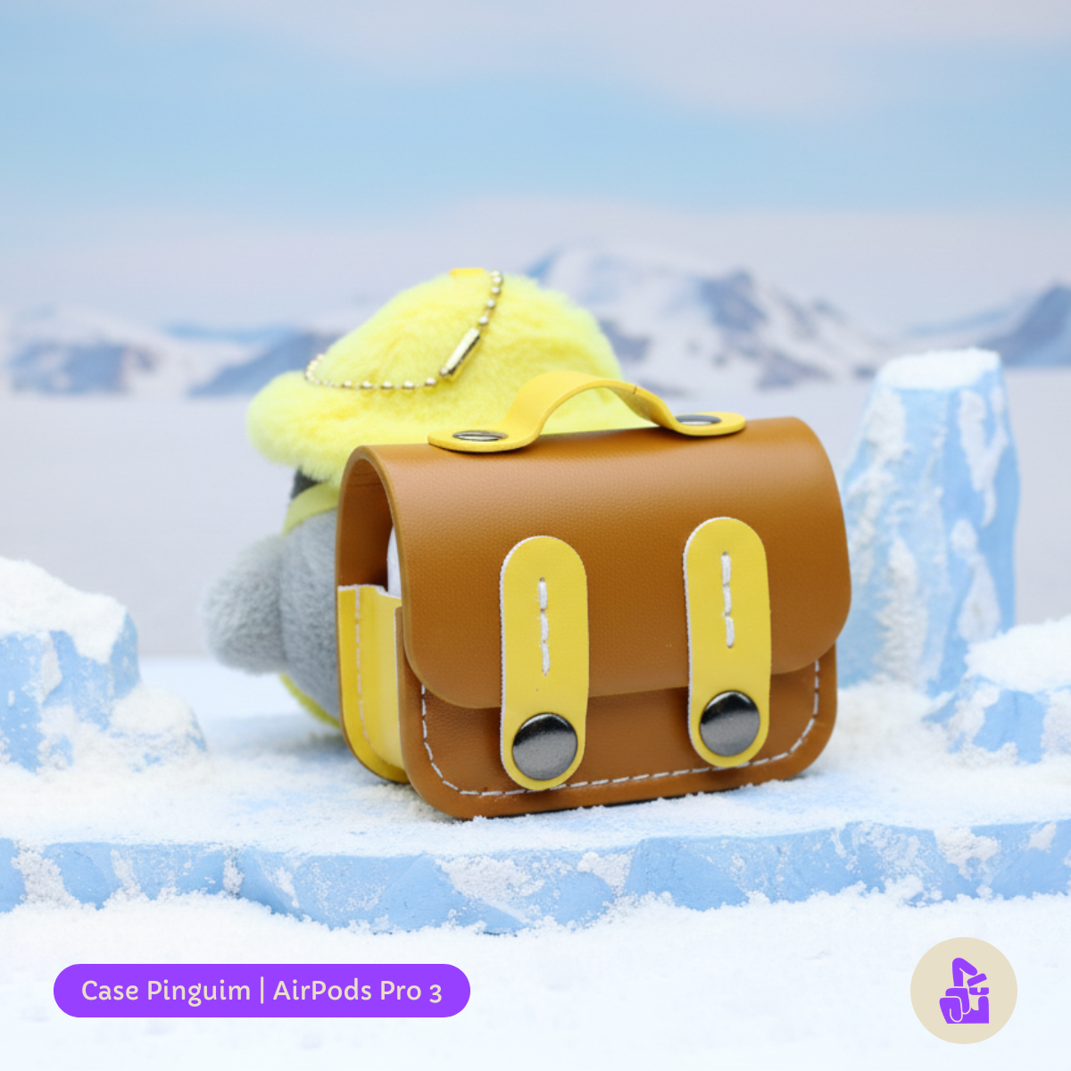 Kit Limpador para Fones e Capa Protetora Nerdcase para AirPods Pro 3, Pinguim Aventureiro