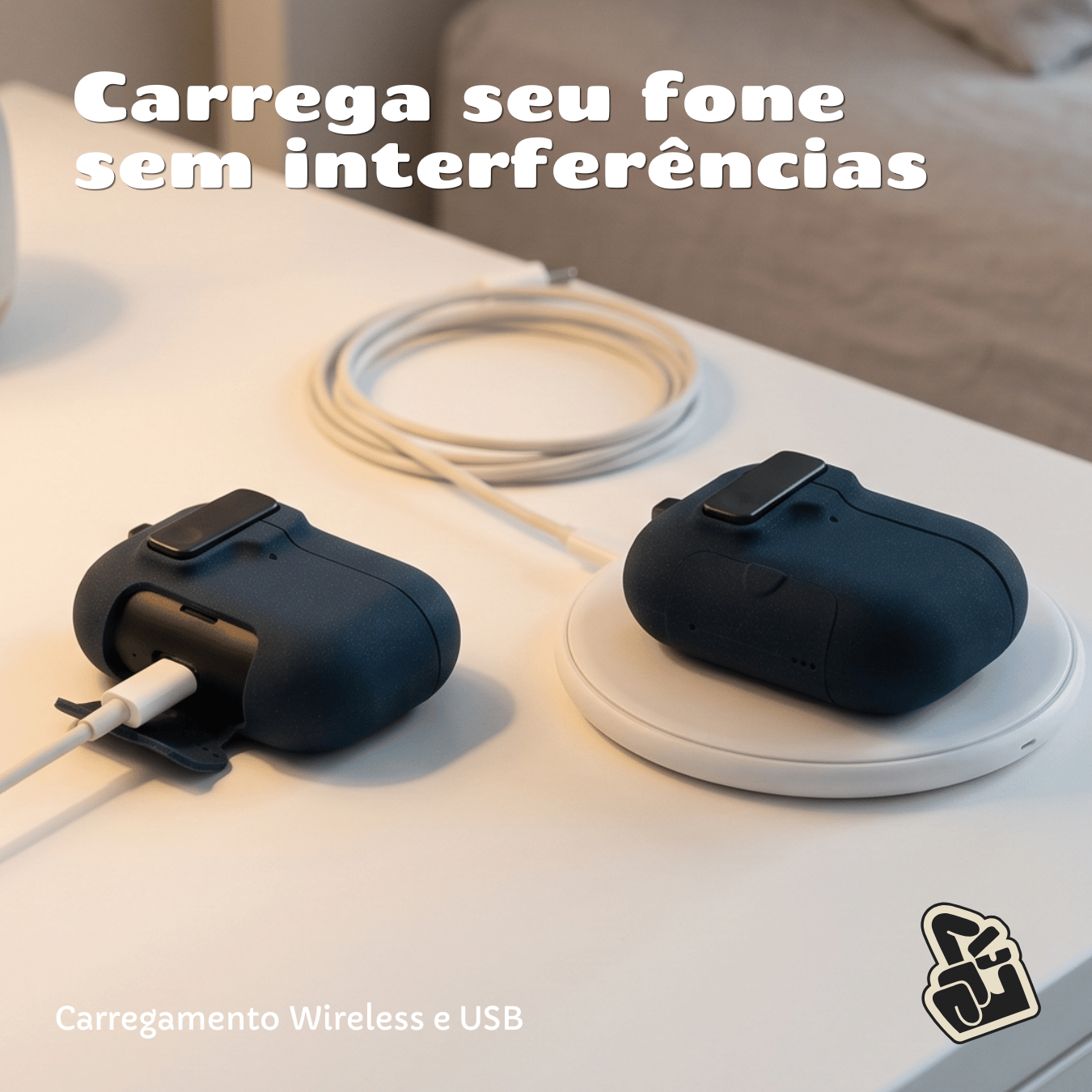 Capa Protetora de Silicone Nerdcase para AirPods Pro 3, Suporte Adaptado, Urban Suede Azul Jeans