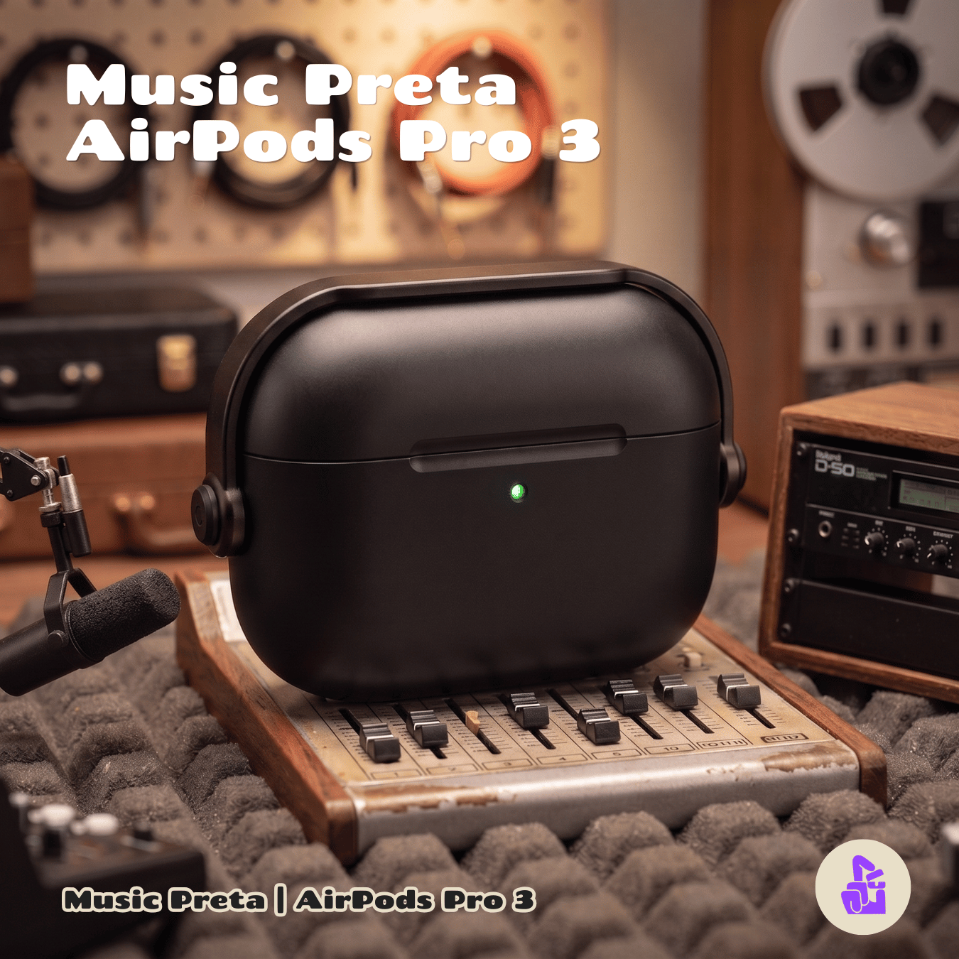 Capa Protetora Nerdcase para AirPods Pro 3, Music Preta