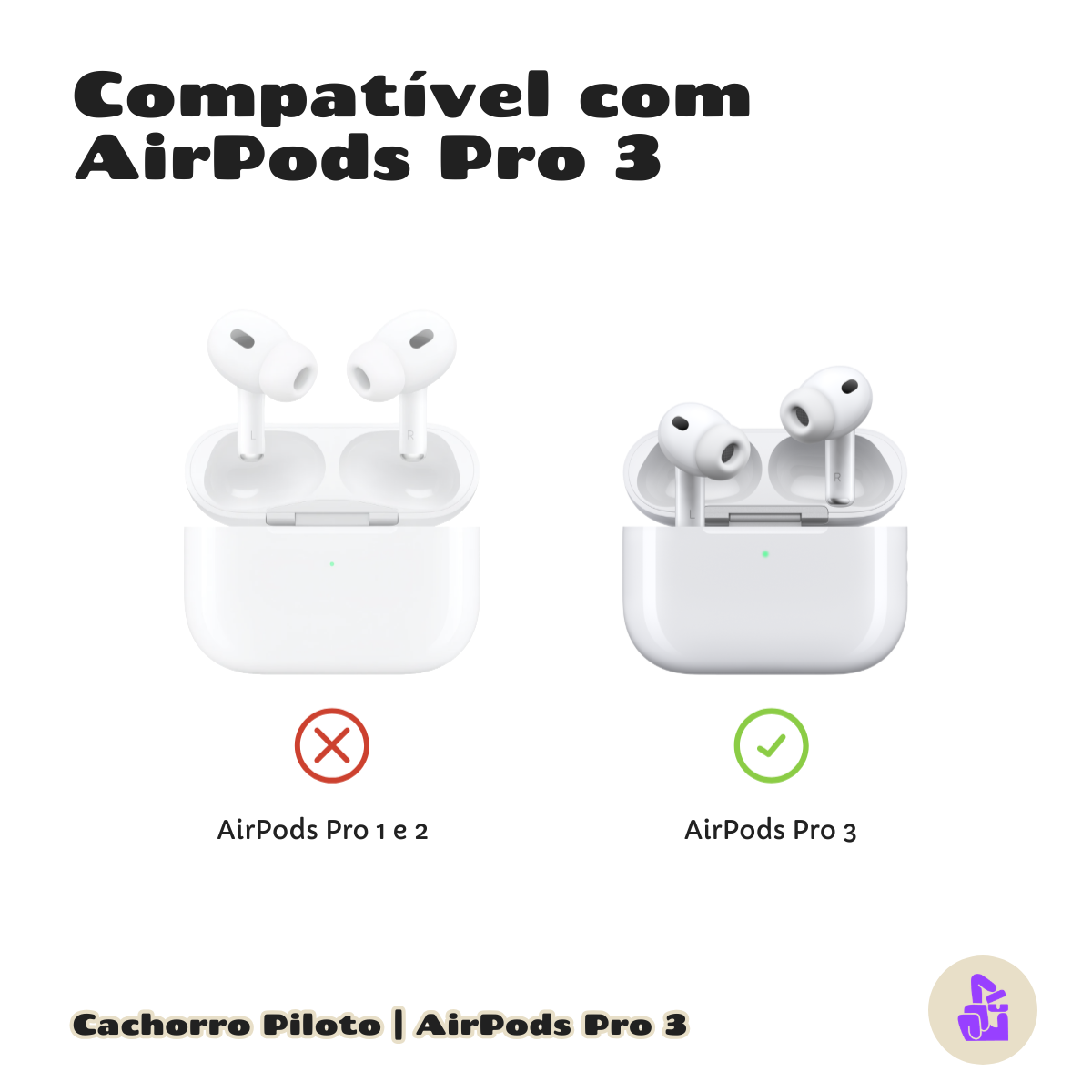 Kit Limpador para Fones e Capa de Pelúcia Nerdcase para AirPods Pro 3, Cachorro Piloto Aviador