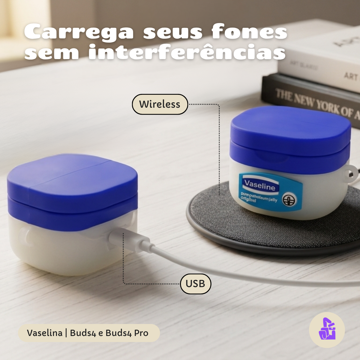Kit Limpador para Fones e Capa Protetora Nerdcase para Samsung Galaxy Buds 4, Buds 4 Pro, Hidratante Vaselina