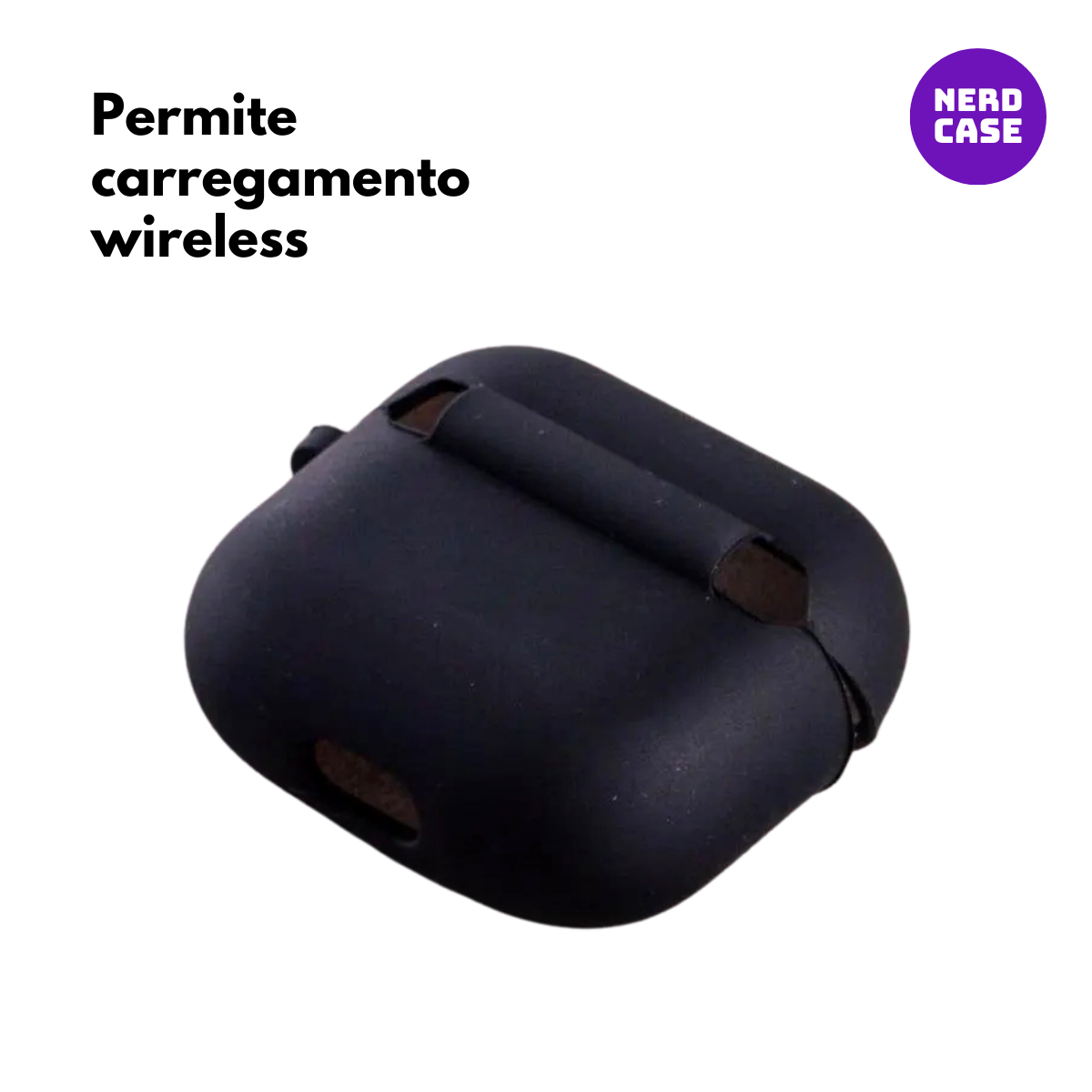 Kit Limpador de Fones e Capa Nerdcase de Silicone para AirPods 4, Preta