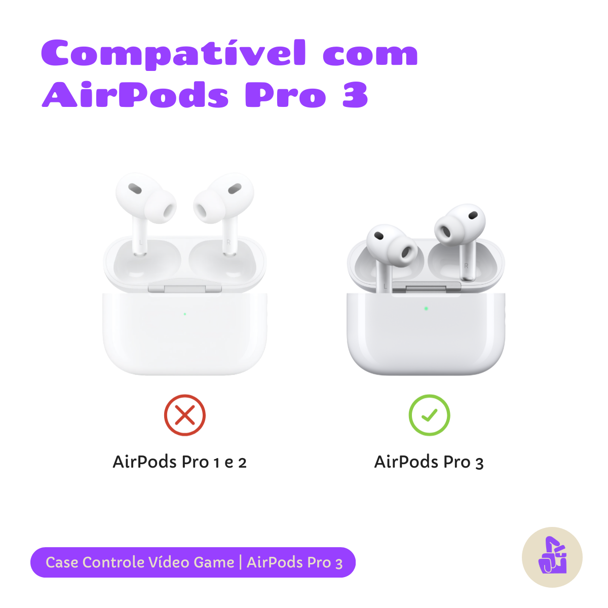 Kit Limpador para Fones e Capa Protetora Nerdcase para Airpods Pro 3, Controle Videogame