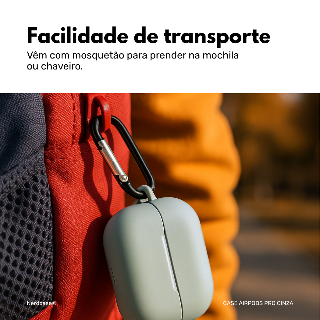 Capa Protetora Nerdcase de Silicone, Compatível com AirPods Pro, Cinza
