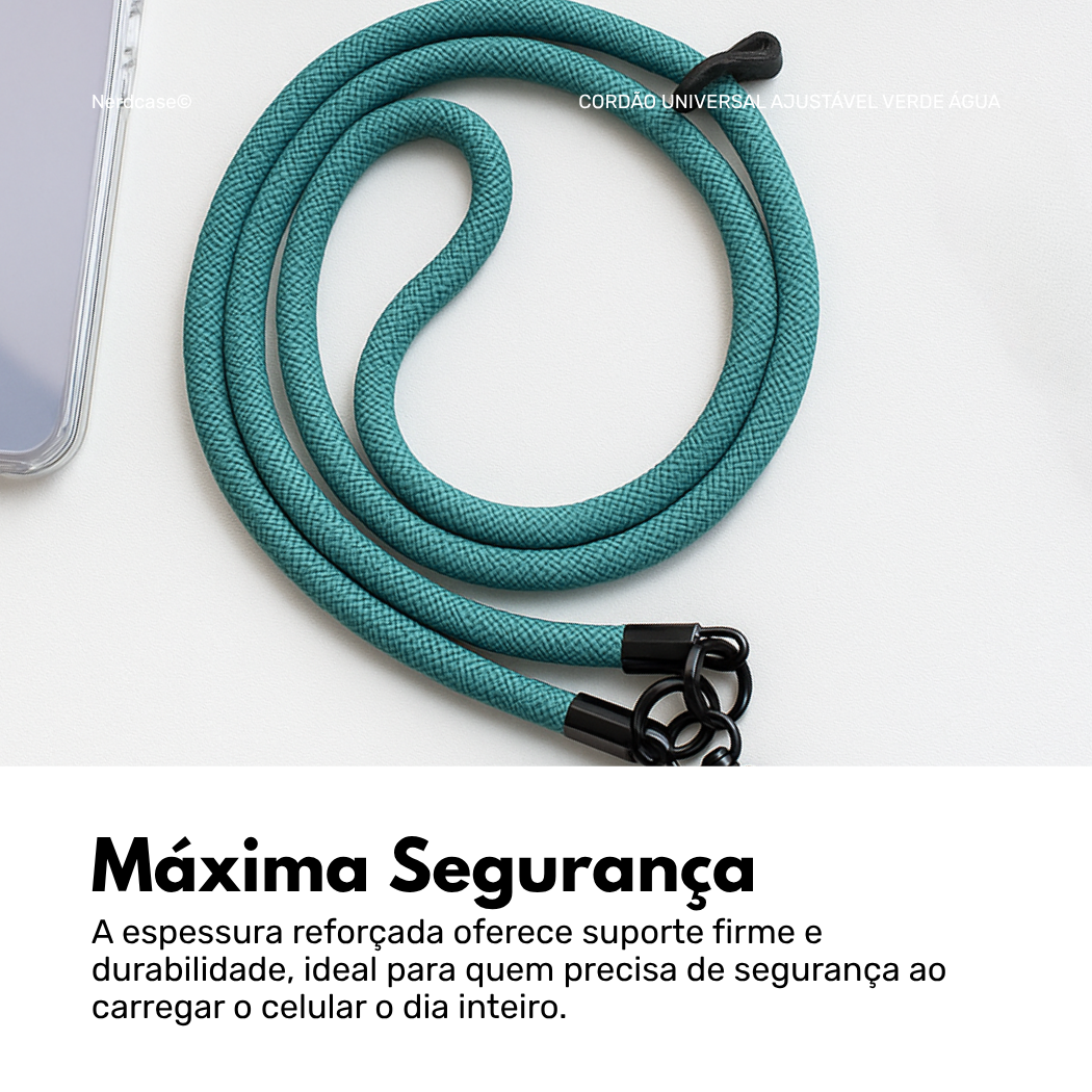 Cordão Universal Nerdcase para Celular, Poliéster, Verde Água