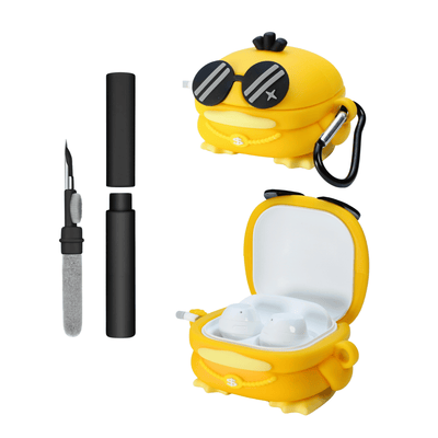 Kit Limpador para Fone e Capa Protetora Nerdcase para Galaxy Buds 2, Core, FE, Live e Pro, Silicone, Mc Psyduck