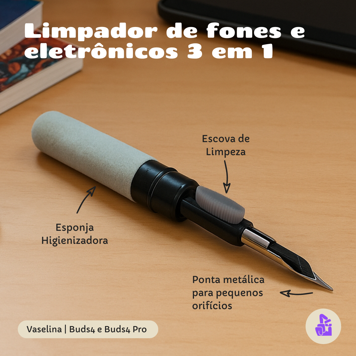 Kit Limpador para Fones e Capa Protetora Nerdcase para Samsung Galaxy Buds 4, Buds 4 Pro, Hidratante Vaselina