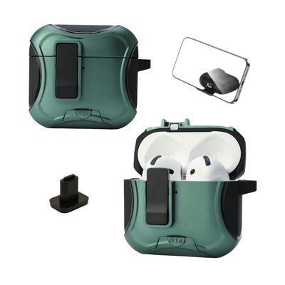 Capa Protetora Airtrek Nerdcase para AirPods 4, Suporte Adaptado, Verde Cintilante