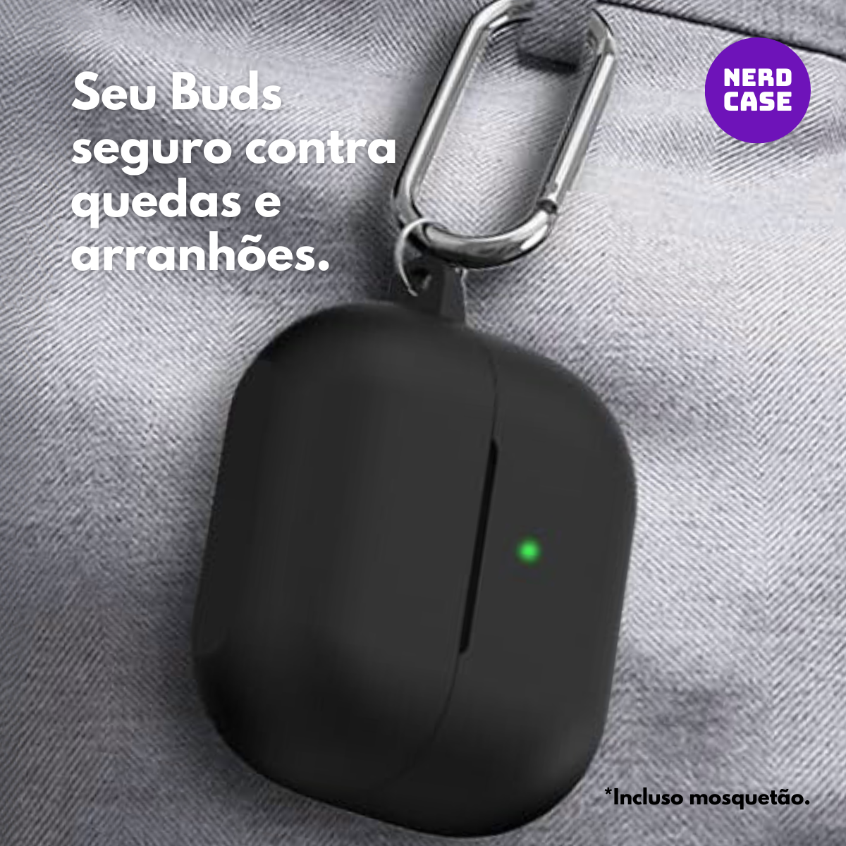 Kit Caneta Limpeza e Capa Protetora de Silicone Nerdcase Compatível com Samsung Galaxy Buds 3, 3 Pro , 3 FE, Preto