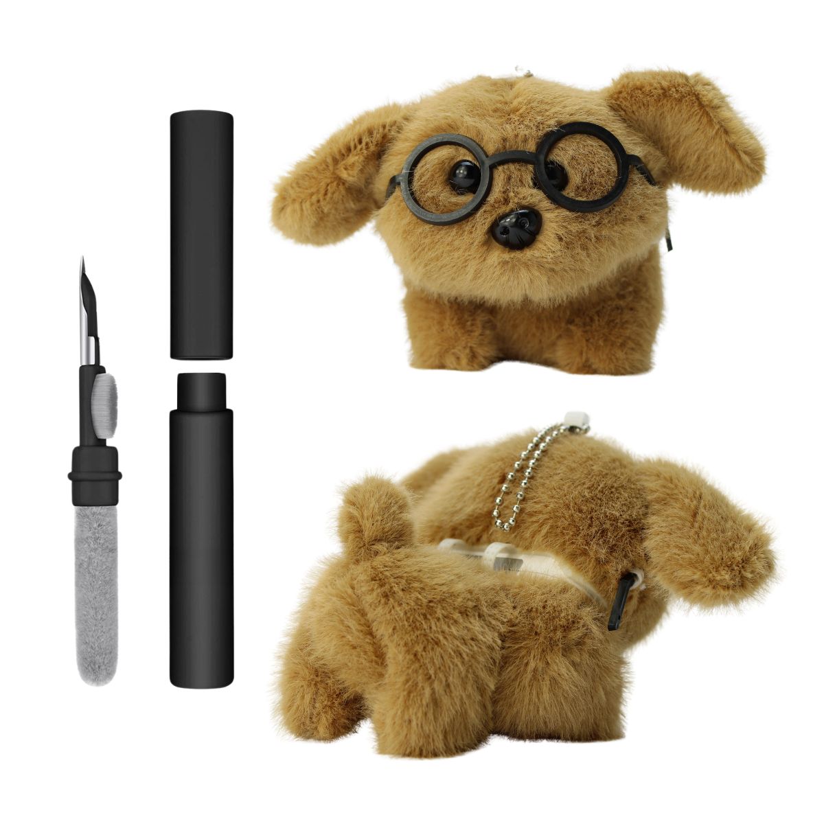 Kit Limpador para Fones e Capa de Pelúcia Nerdcase para AirPods Pro 3, Cachorro Puppy