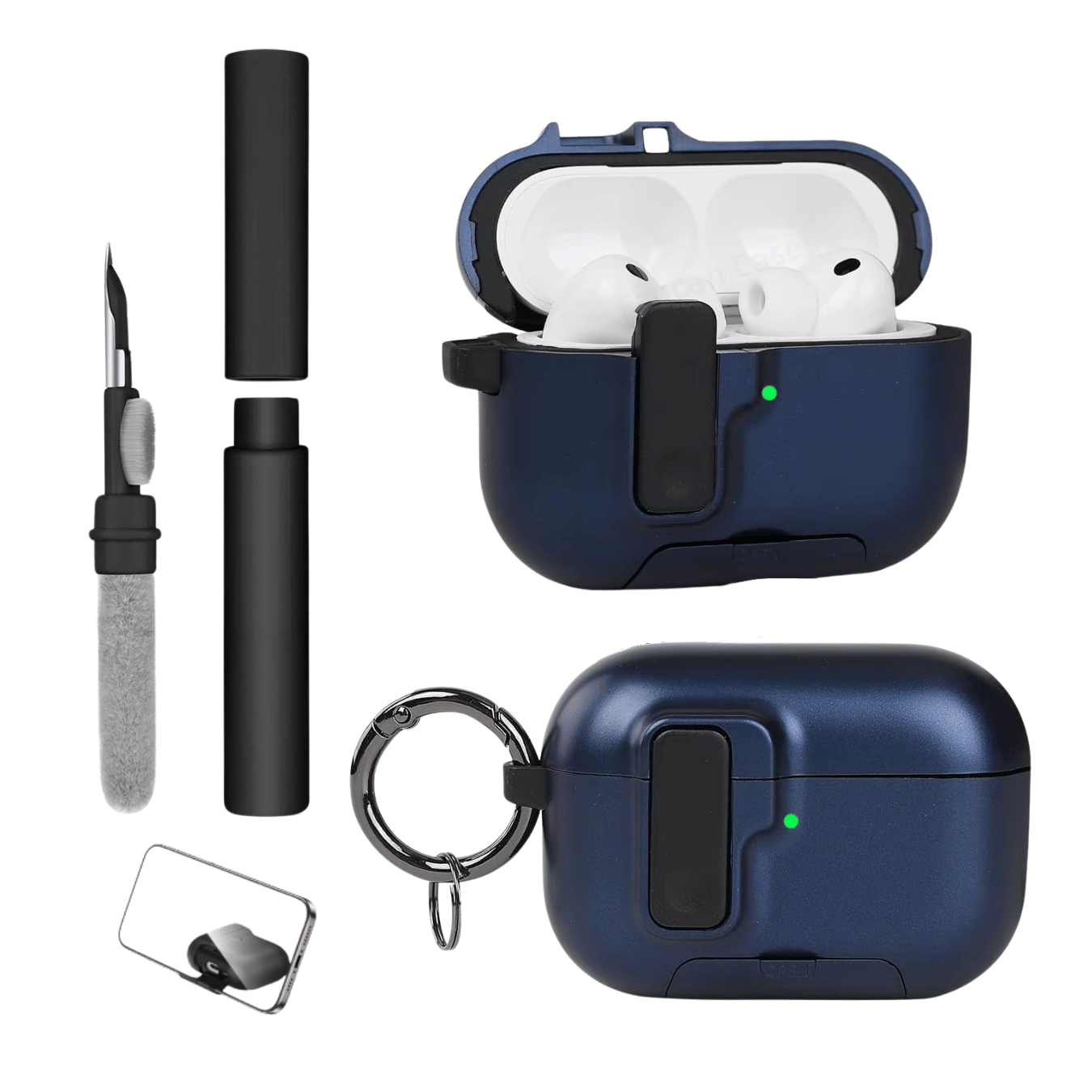 Kit Limpador para Fones e Capa Protetora de Silicone Nerdcase para AirPods Pro 3, Urban Azul Cintilante