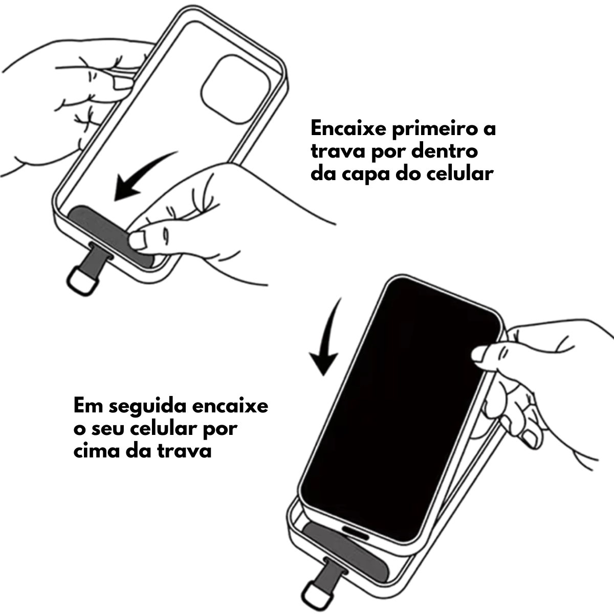 Cordão Universal Nerdcase para Celular, Poliéster, Preto