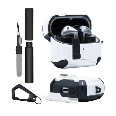 Kit Limpador para Fones e Capa Protetora Airtrek Nerdcase para Samsung Galaxy Buds 3, Buds Pro 3, Buds 3 FE, Preto e Bra