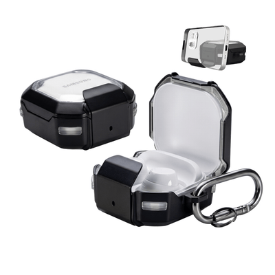 Capa Protetora Nerdcase para Galaxy Buds FE, Buds Core, Buds 2, Pro e Live, Suporte Adaptado, Resistente Transparente