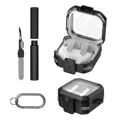 Kit Limpador para Fones e Capa Protetora Nerdcase para Galaxy Buds 4, Buds 4 Pro, Silicone Resistente Transparente