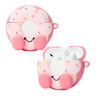 Capa Protetora de Silicone Nerdcase para AirPods Pro 1 e 2, Rosquinha Donuts Rosa