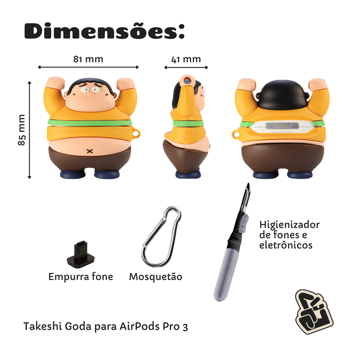 Kit Limpador para Fone e Capa Protetora Nerdcase para AirPods Pro 3, Silicone, Gian