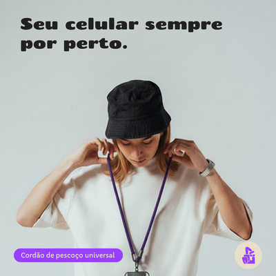 Cordão de Pescoço Universal Nerdcase para Celular, Nylon, Roxo (1,20m)