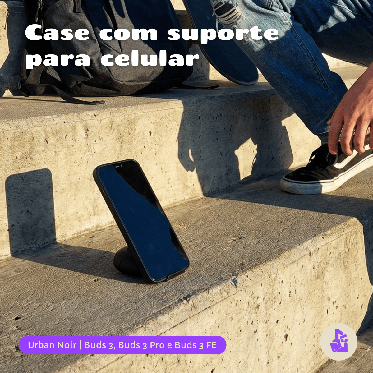 Capa Protetora Urban Noir Nerdcase para Galaxy Buds 3, Buds 3 Pro, Buds 3 Fe, Preta