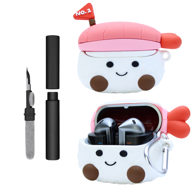 Kit Limpador para Fones e Capa Protetora Nerdcase para Samsung Galaxy Buds 3, Buds 3 Pro, Buds3 Fe, Nigiri Sushi