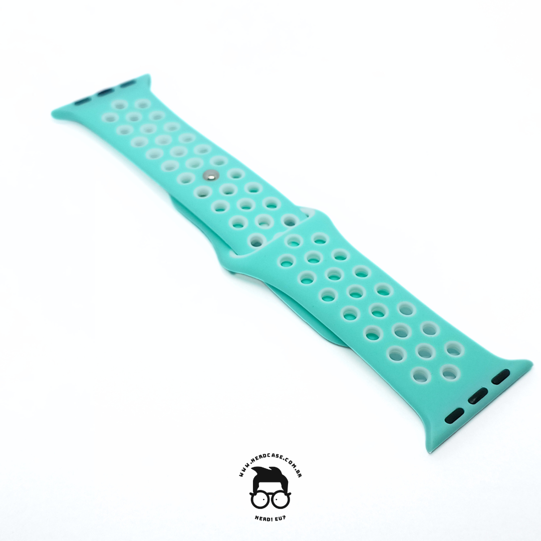 Pulseira 38/40/41mm para Apple Watch, Verde Água/Branco