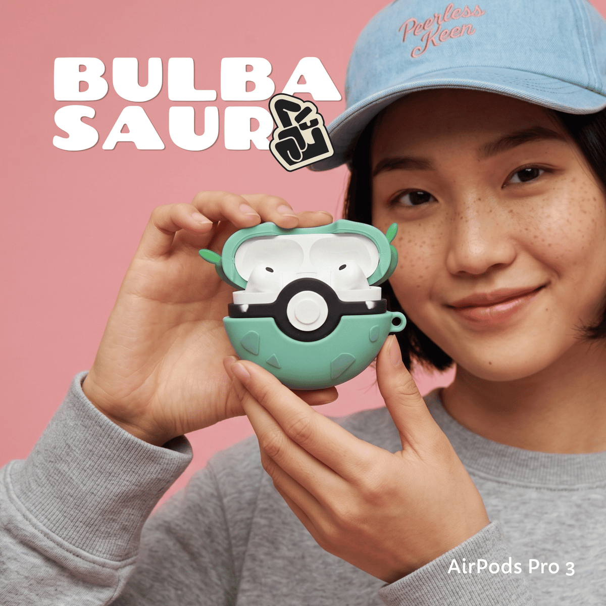 Kit Limpador para Fone e Capa Protetora Nerdcase para AirPods Pro 3, Silicone, Pokémon Bulbassauro