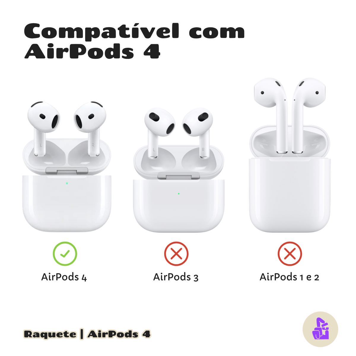 Capa Protetora de Silicone Nerdcase para AirPods 4, Raquete Azul