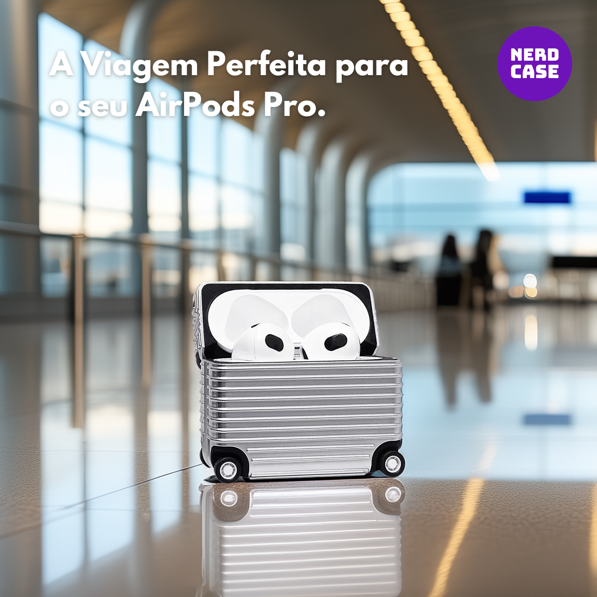 Case Mala de Viagem com Adesivos para AirPods Pro 1 e 2