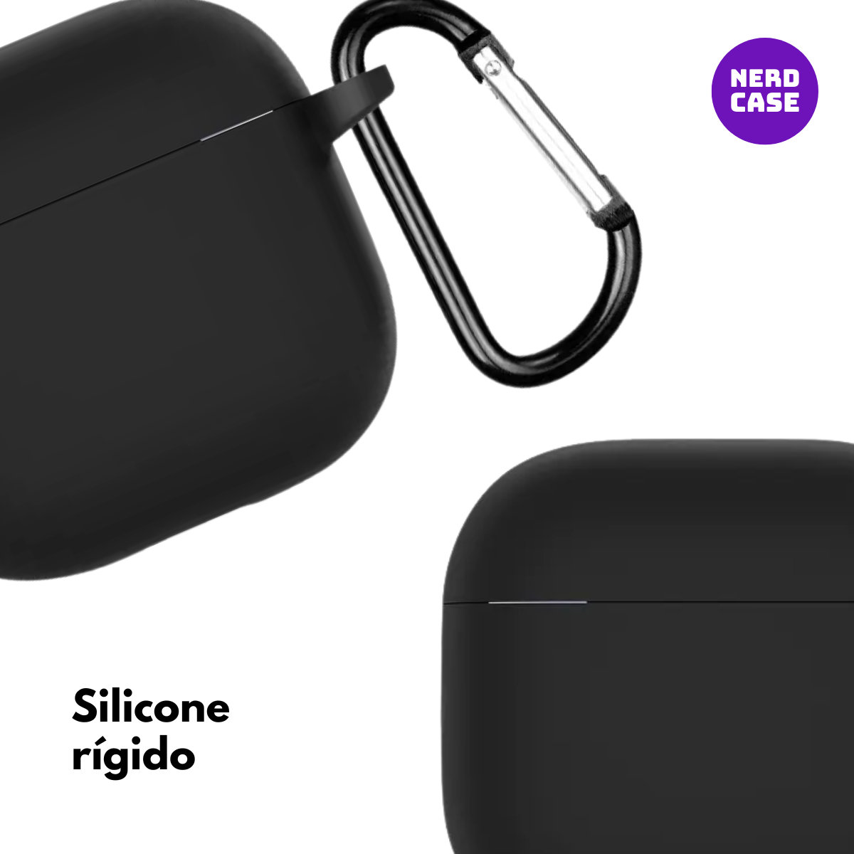Kit Limpador de Fones e Capa Nerdcase de Silicone para AirPods 4, Preta