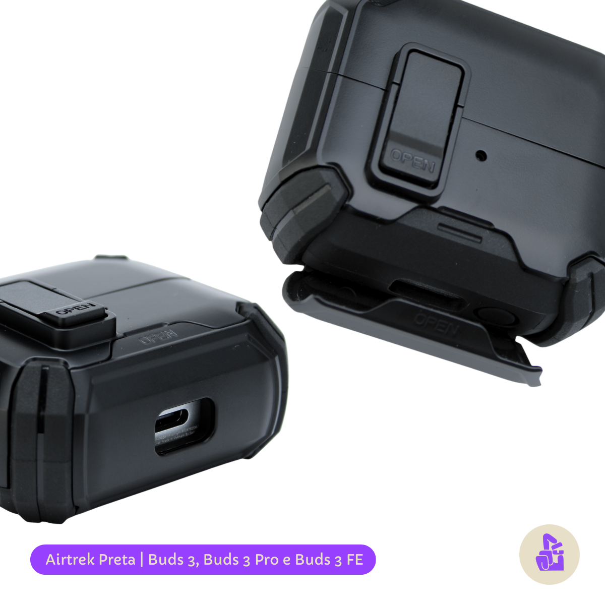 Kit Limpador para Fones e Capa Protetora Airtrek Nerdcase para Galaxy Buds 3, Buds Pro 3, Buds3 FE, Suporte Adaptado, Pr