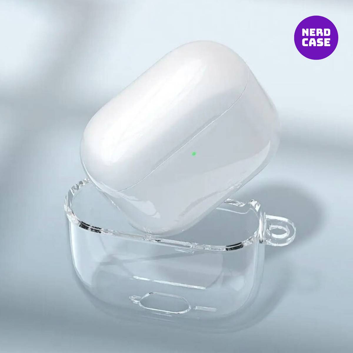 Kit Caneta de Limpeza e Capa Protetora Nerdcase Compatível com AirPods 4, Silicone Flexível, Transparente
