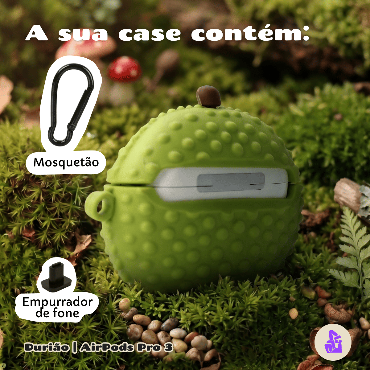 Capa de Silicone Nerdcase para AirPods Pro 3,  Porco Espinho Durião