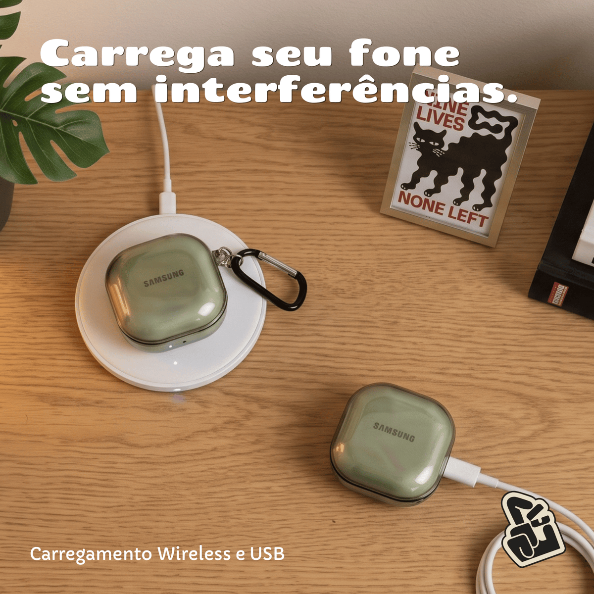 Capa Protetora Nerdcase para Samsung Galaxy Buds 2, Core, FE, Live e Pro, Silicone, Verde Transparente