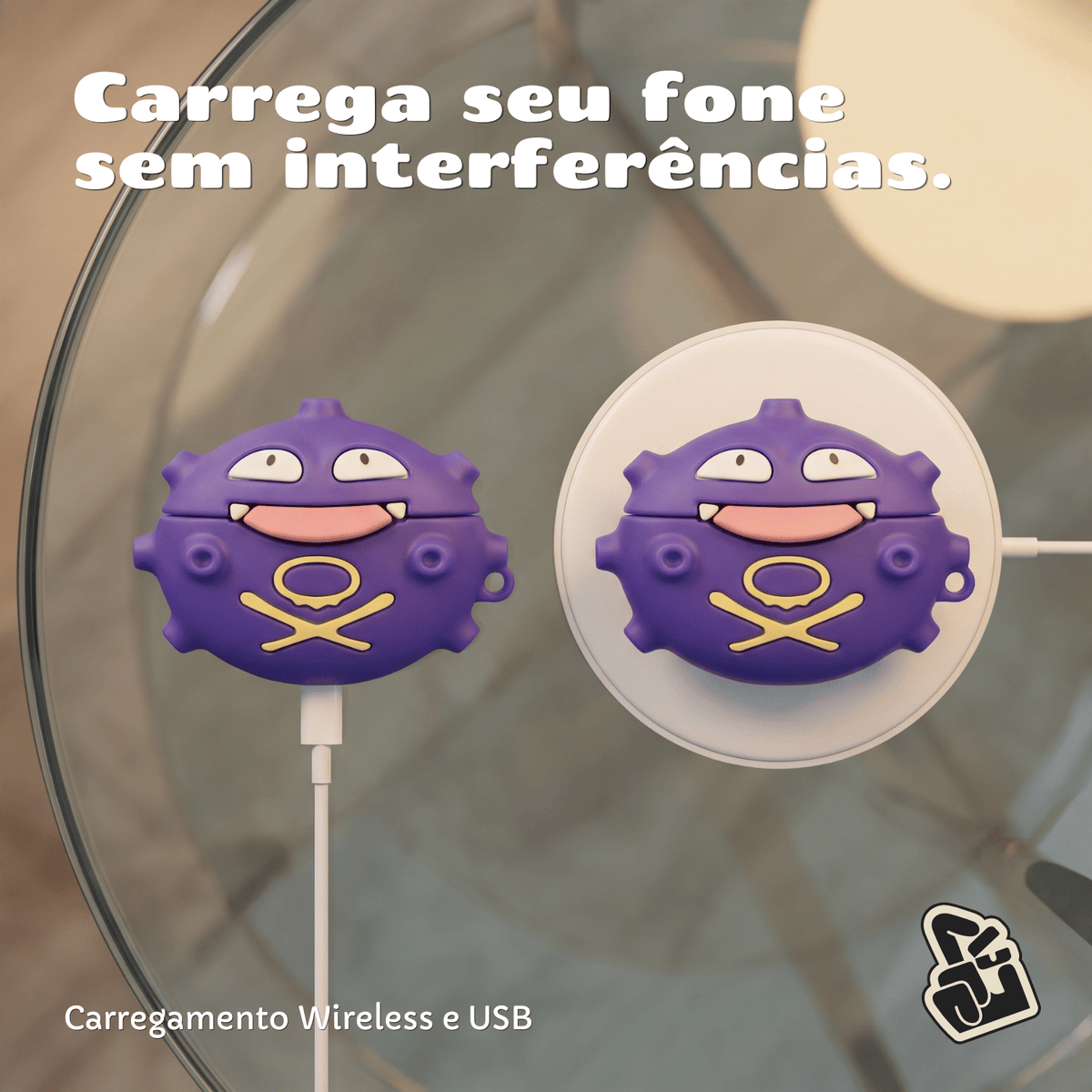 Capa Protetora Nerdcase para AirPods Pro 3, Silicone, Pokémon Koffing