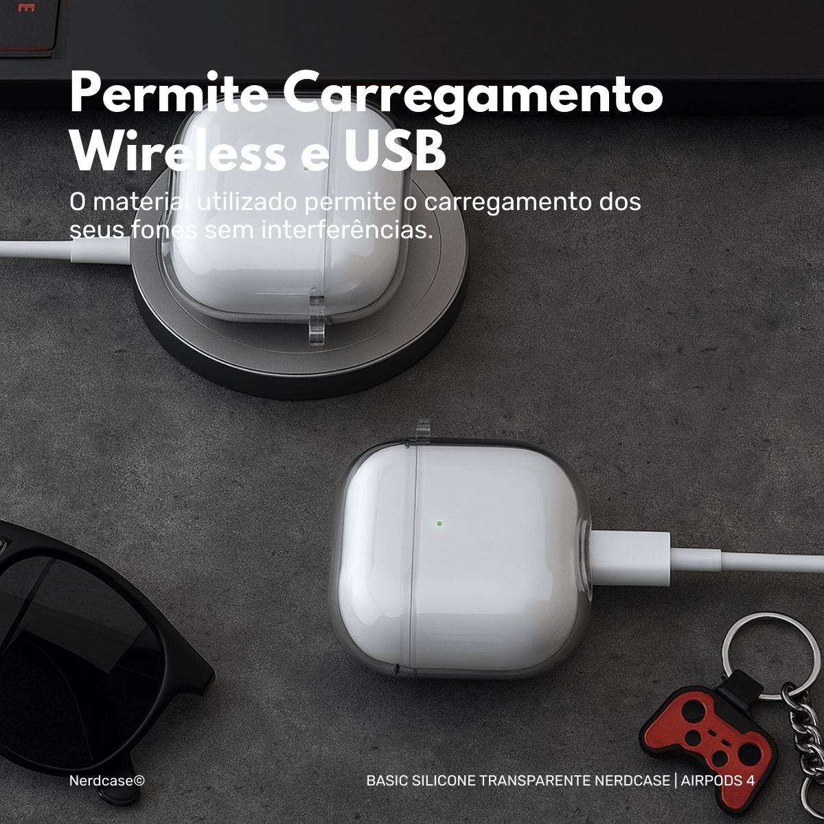 Case Silicone Transparente para AirPods 4