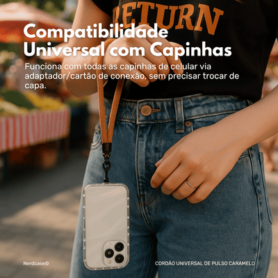 Cordão Universal Nerdcase de Pulso para Celular, Caramelo