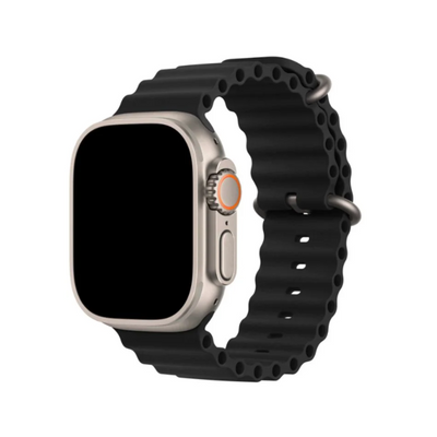 Pulseira 42/44/45/49mm, Ocean de Silicone para Apple Watch, Preto