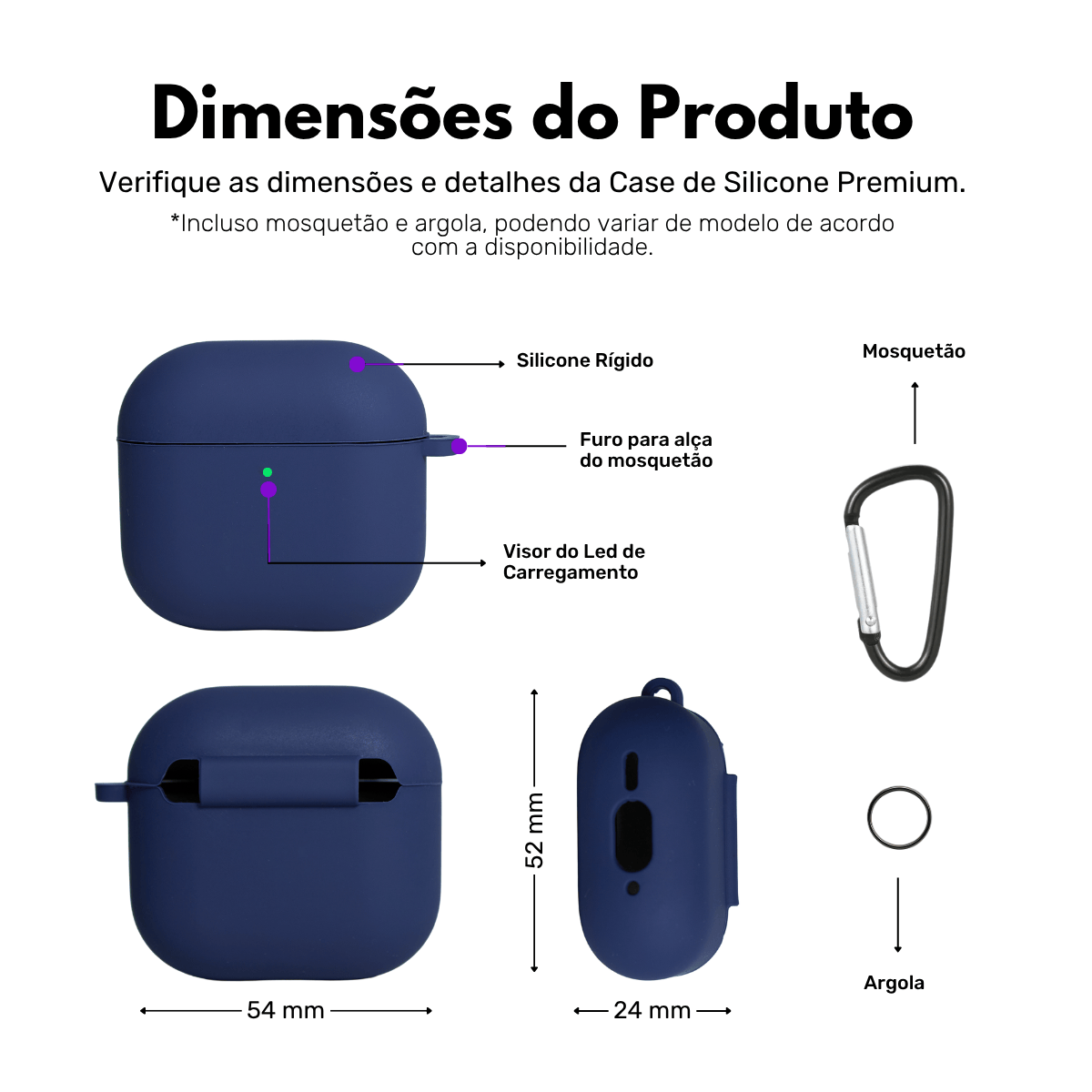 Case Silicone Premium para AirPods 4 Azul Marinho