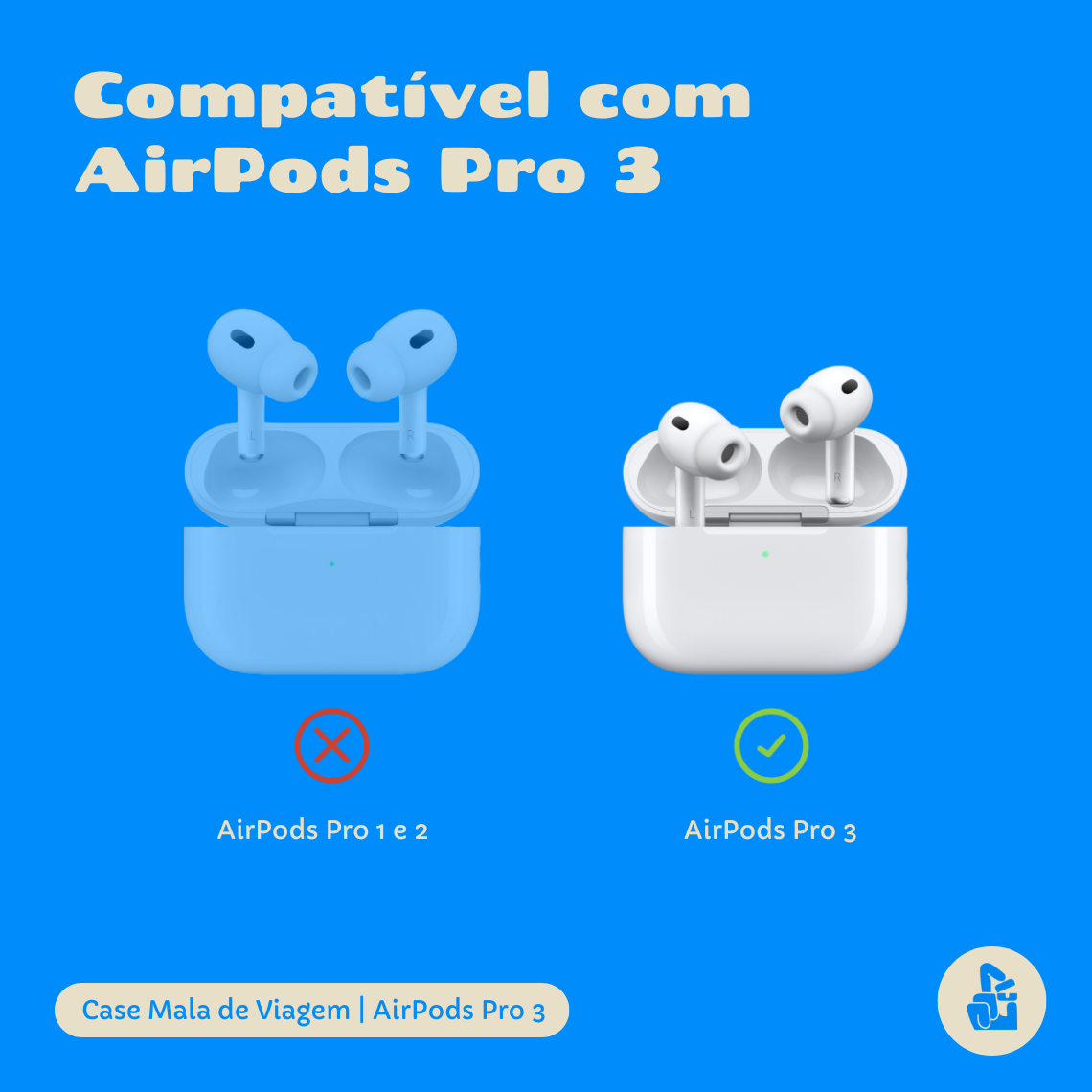 Kit Limpador para Fones e Capa Protetora Compatível com AirPods Pro 3, Formato Mala de Viagem, Cinza