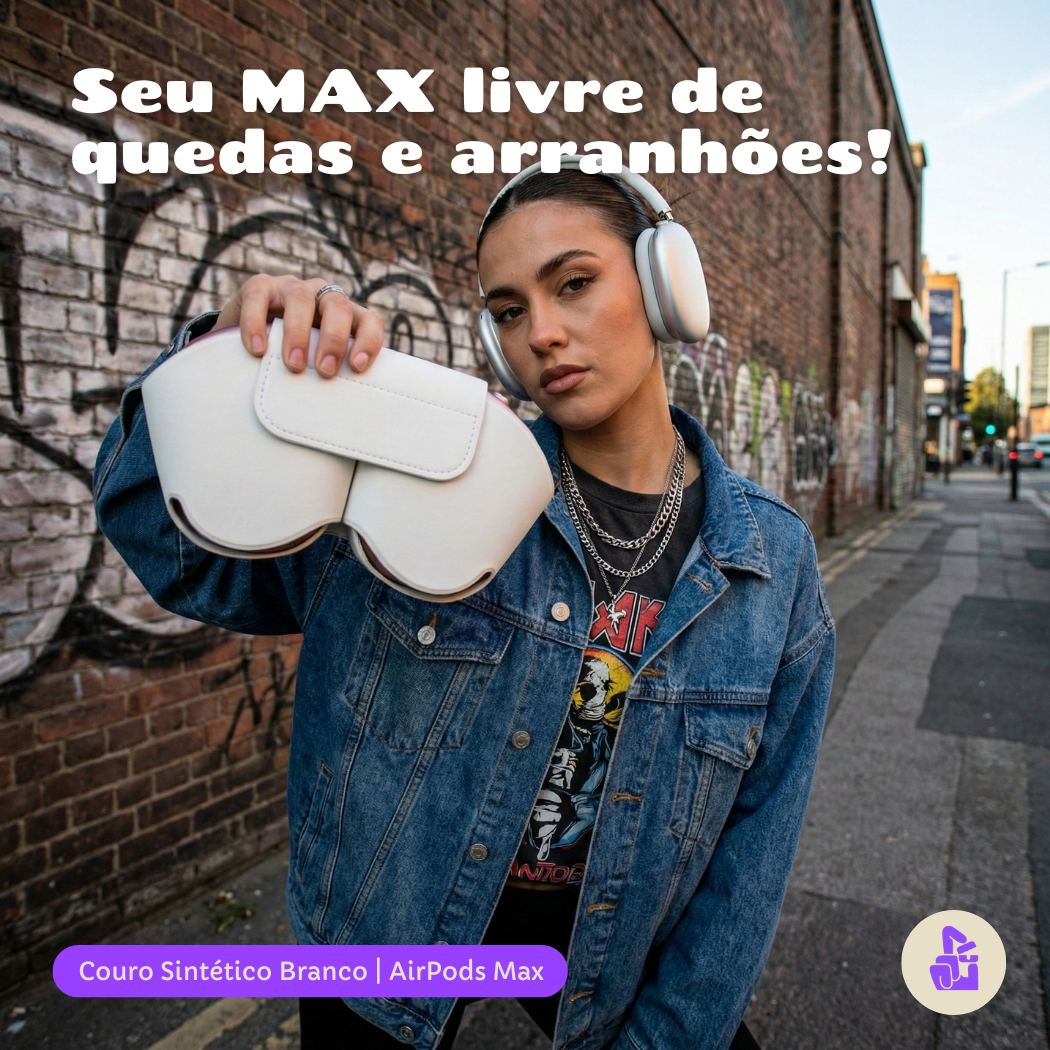 Capa Protetora Nerdcase para AirPods Max, Couro Sintético Branco