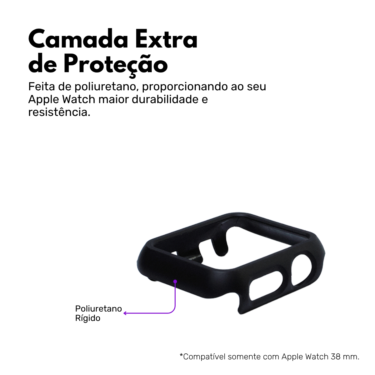 Capa Moldura Protetora Nerdcase, Compatível com  Apple Watch 38mm, Sem Vidro, Preta