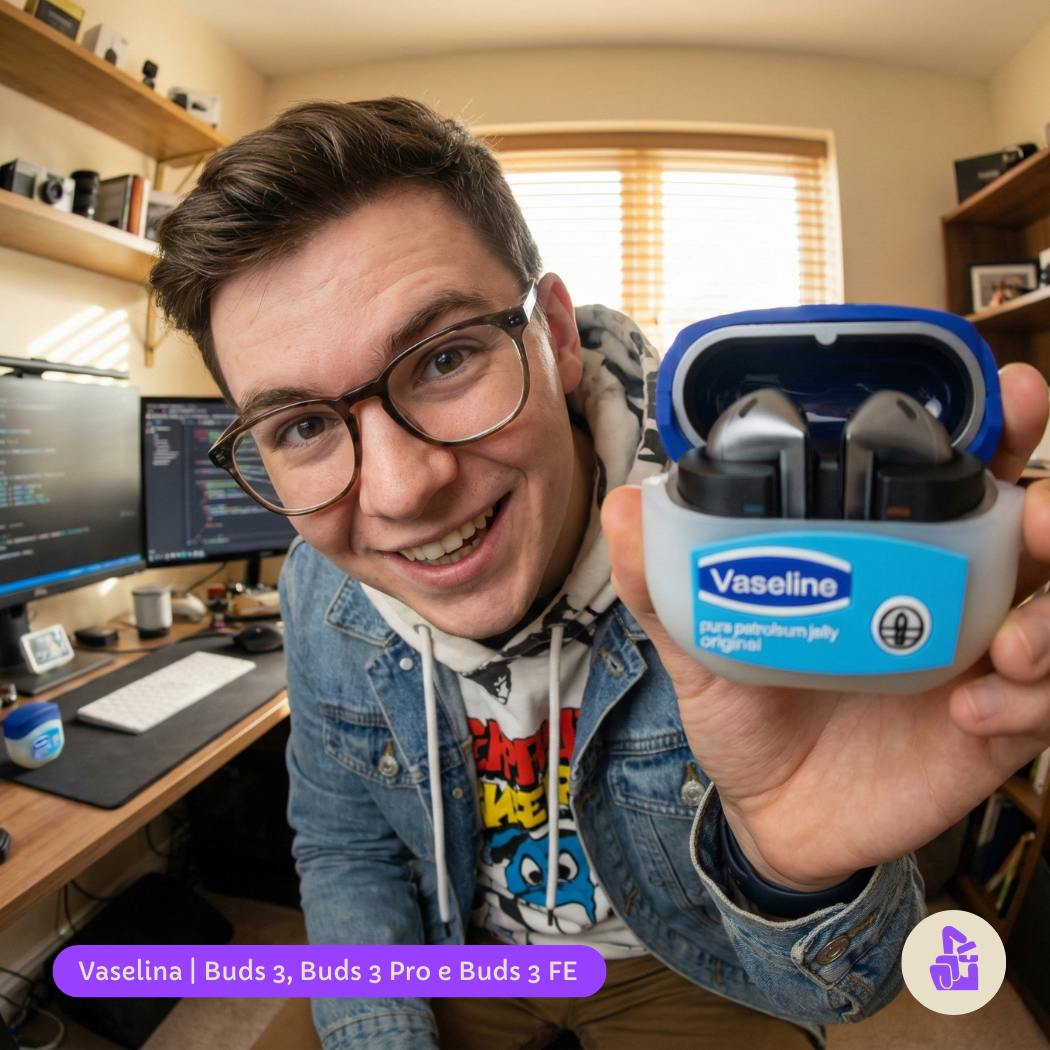 Capa Protetora Nerdcase para Samsung Galaxy Buds 3, Buds 3 Pro, Buds 3 Fe, Hidratante Vaselina