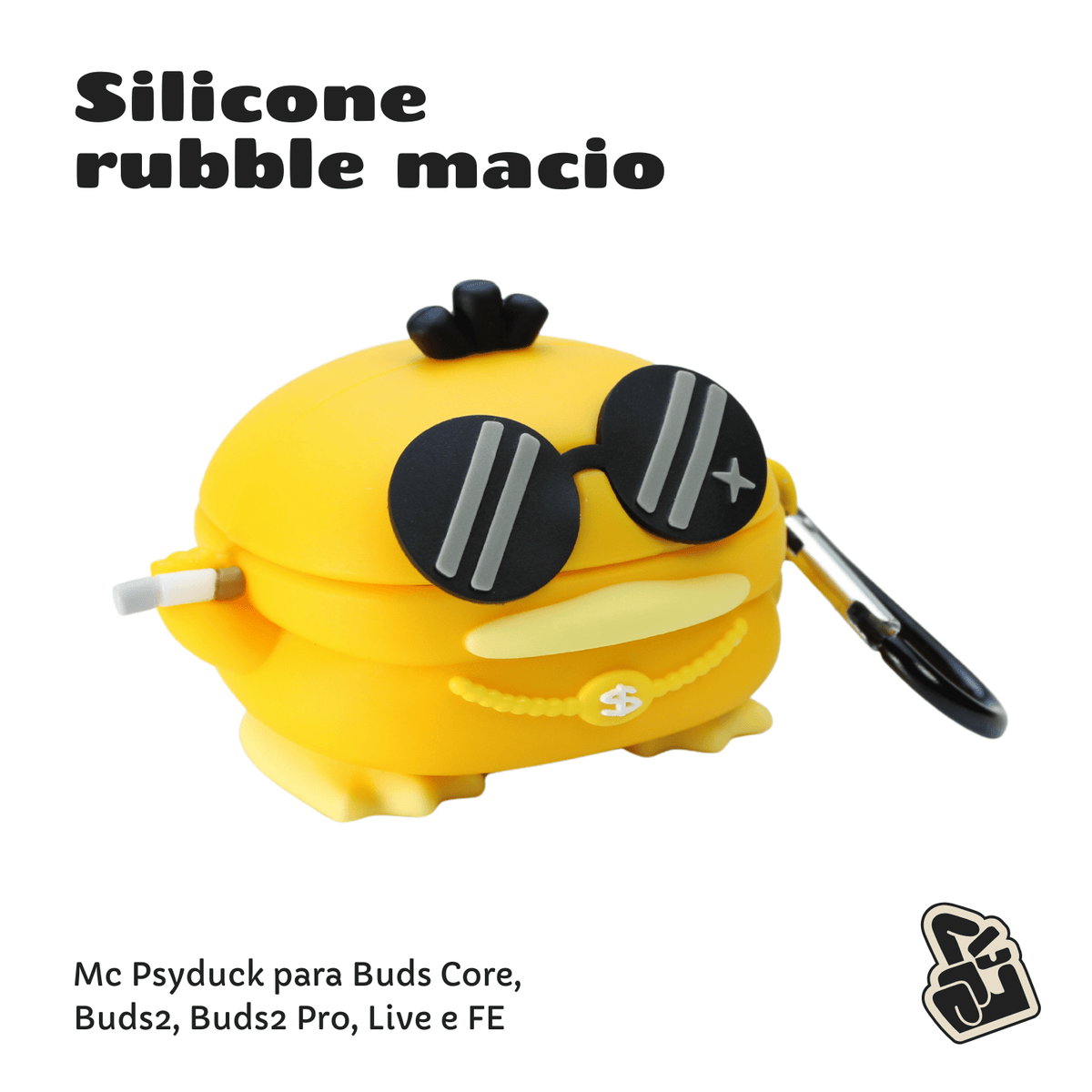 Capa Protetora Nerdcase para Samsung Galaxy Buds 2, Core, FE, Live e Pro, Silicone, Mc Psyduck