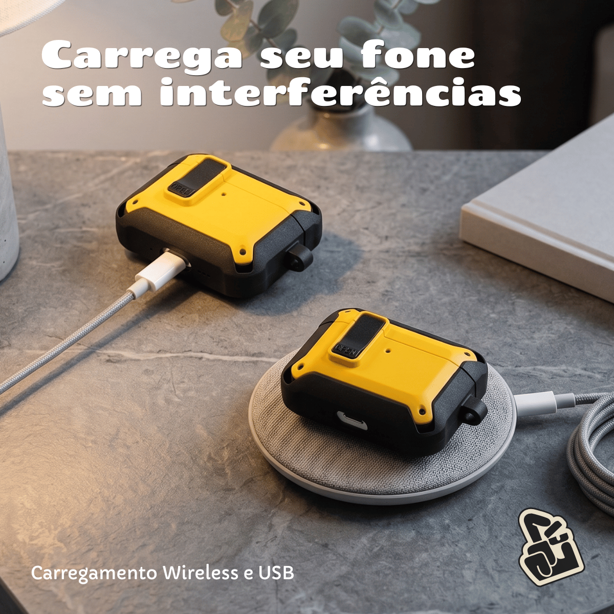 Capa Protetora Nerdcase para AirPods Pro 3, Shockproof Amarelo e Preto