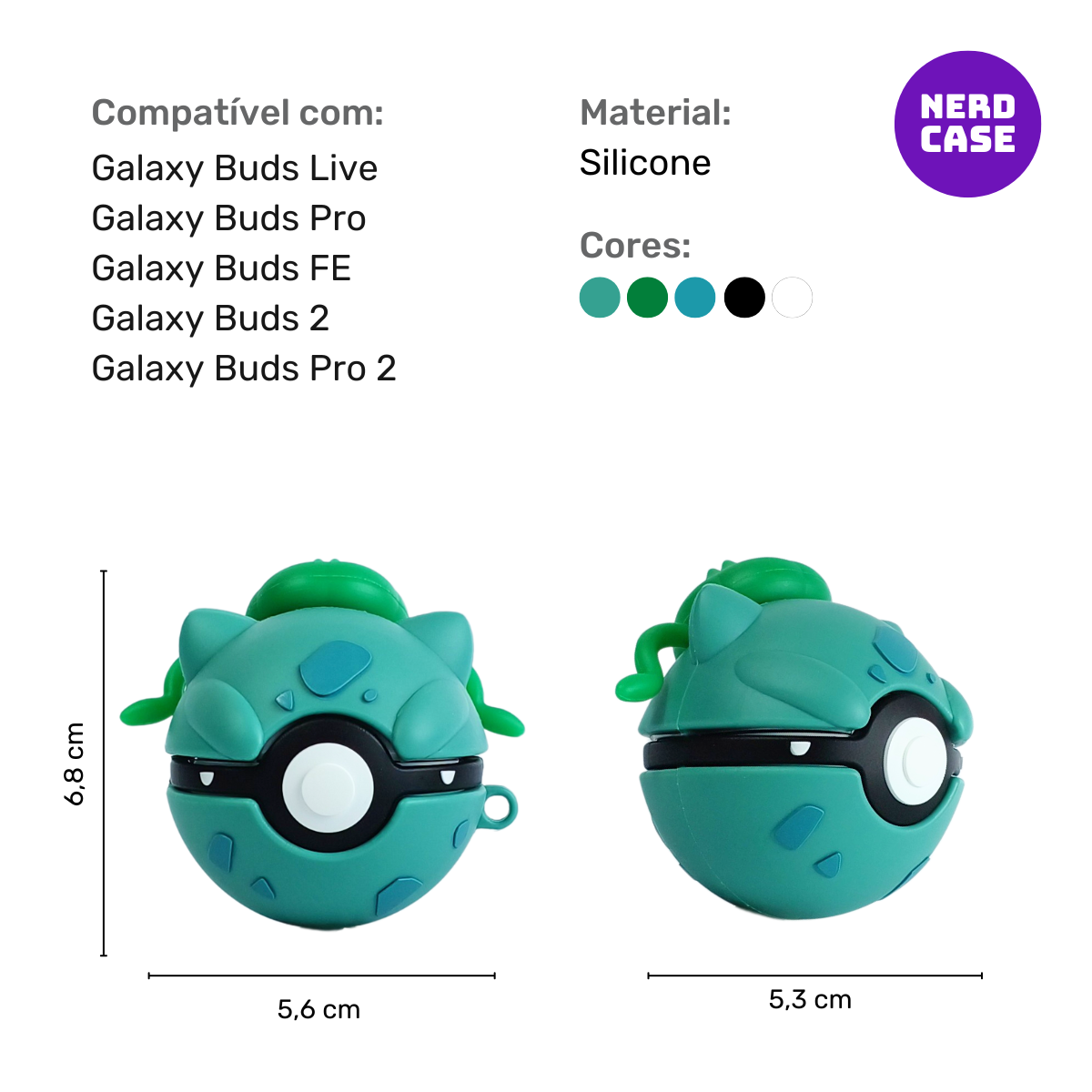 Case Pokebola Bulbasaur para Samsung Buds