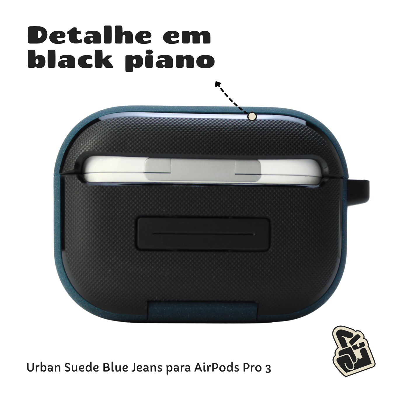 Kit Limpador para Fones e Capa Protetora de Silicone Nerdcase para AirPods Pro 3, Urban Suede Azul Jeans
